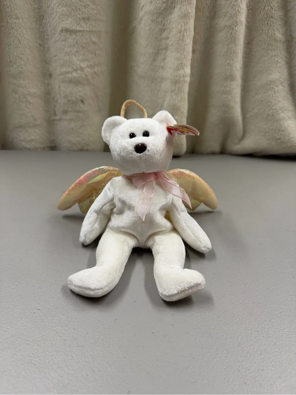 White Plush Angel Bear with Iridescent Wings - Picture 1 of 5